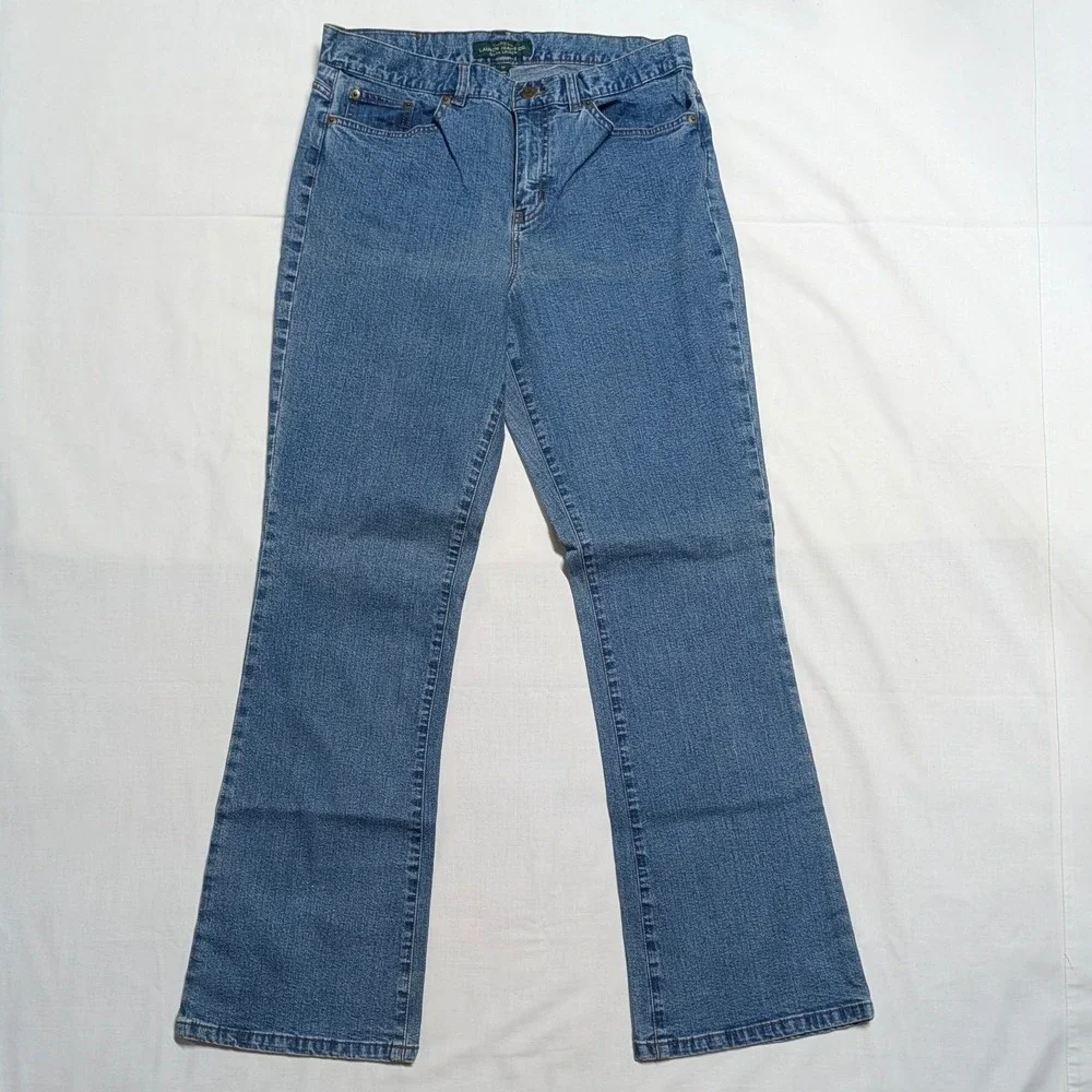 Lauren Ralph Lauren Jeans Co Blue Bootcut Flap Pocket Denim Pants Womens 10